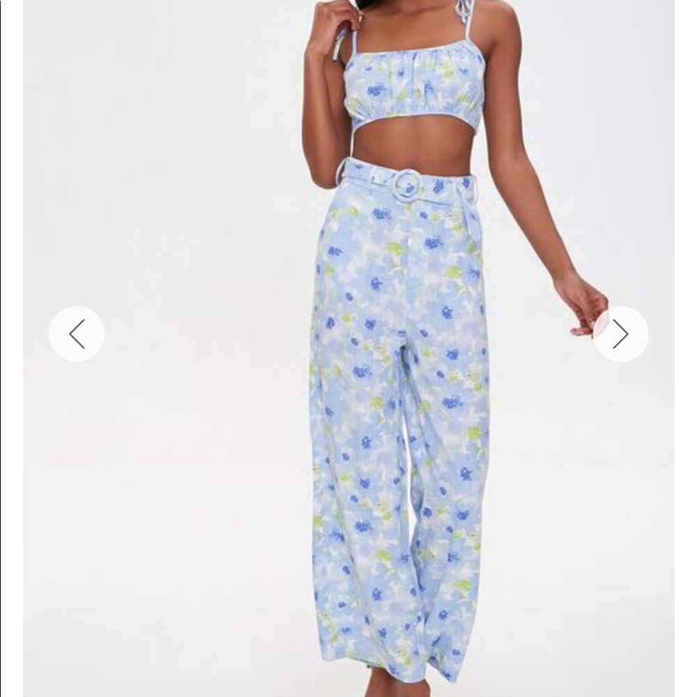 Floral Cropped Cami & Pants Set